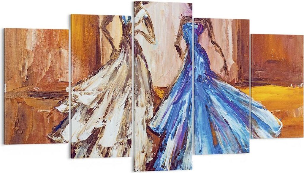 Bild auf Leinwand - Leinwandbild - 5 Teile - Frauen Kleider Öl - 160x85cm - Wand Bild - Wanddeko - Wandbilder - Leinwanddruck - Bilder - Wanddekor...