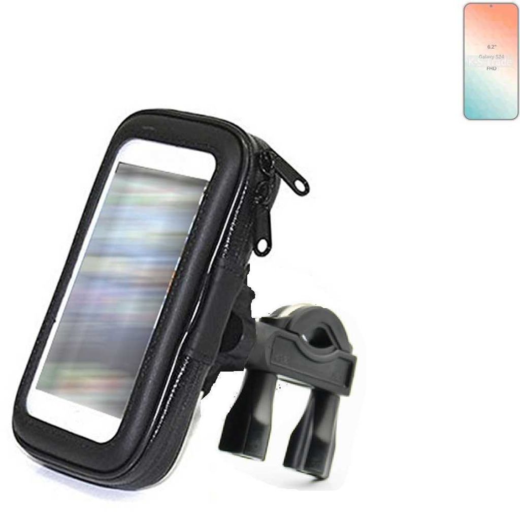 K-S-Trade Fahrrad-Halterung kompatibel mit Samsung Galaxy S24 Handy-Halterung Halter Lenkstange Fahrradhalterung Motorrad Bike Mount Wasserabweisend
