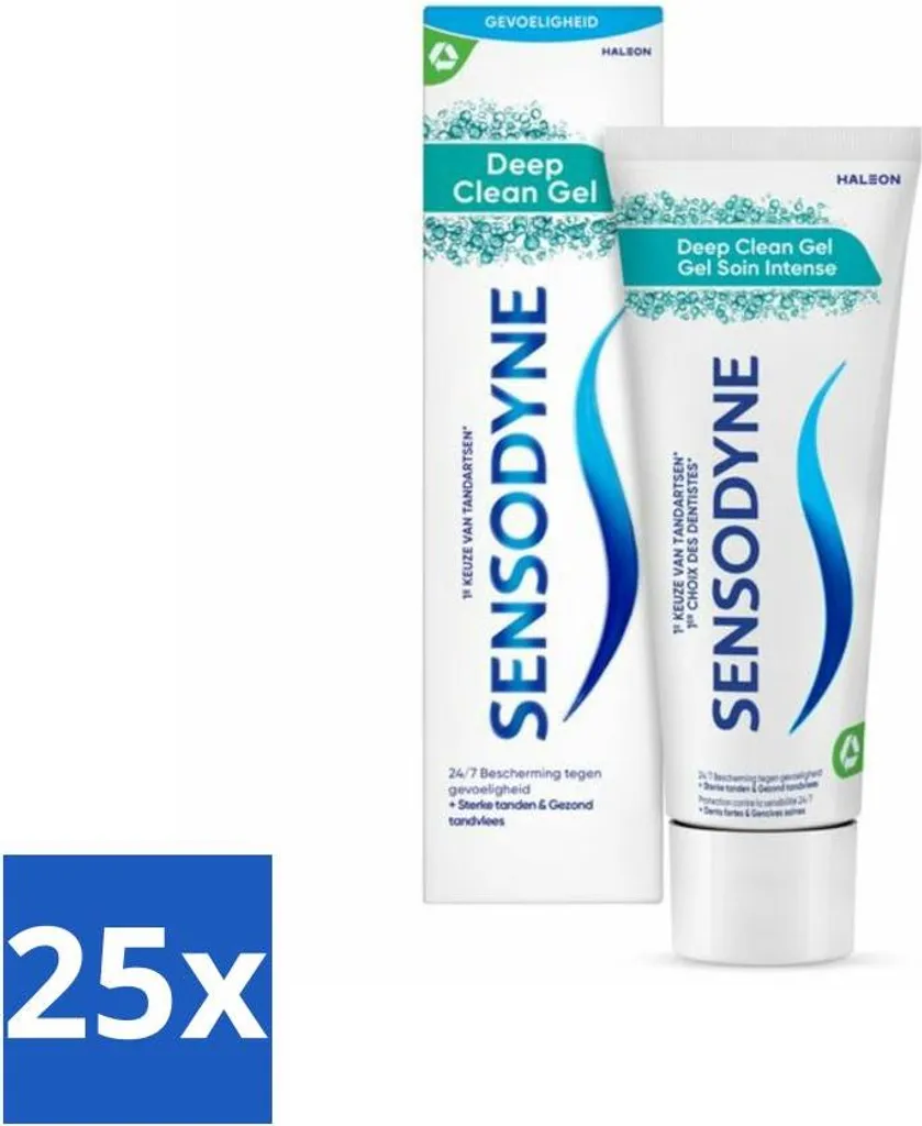 Sensodyne - Dentifricio - Gel Deep Clean - Pulizia accurata - 75 ml - Confezione risparmio - 25 pezzi
