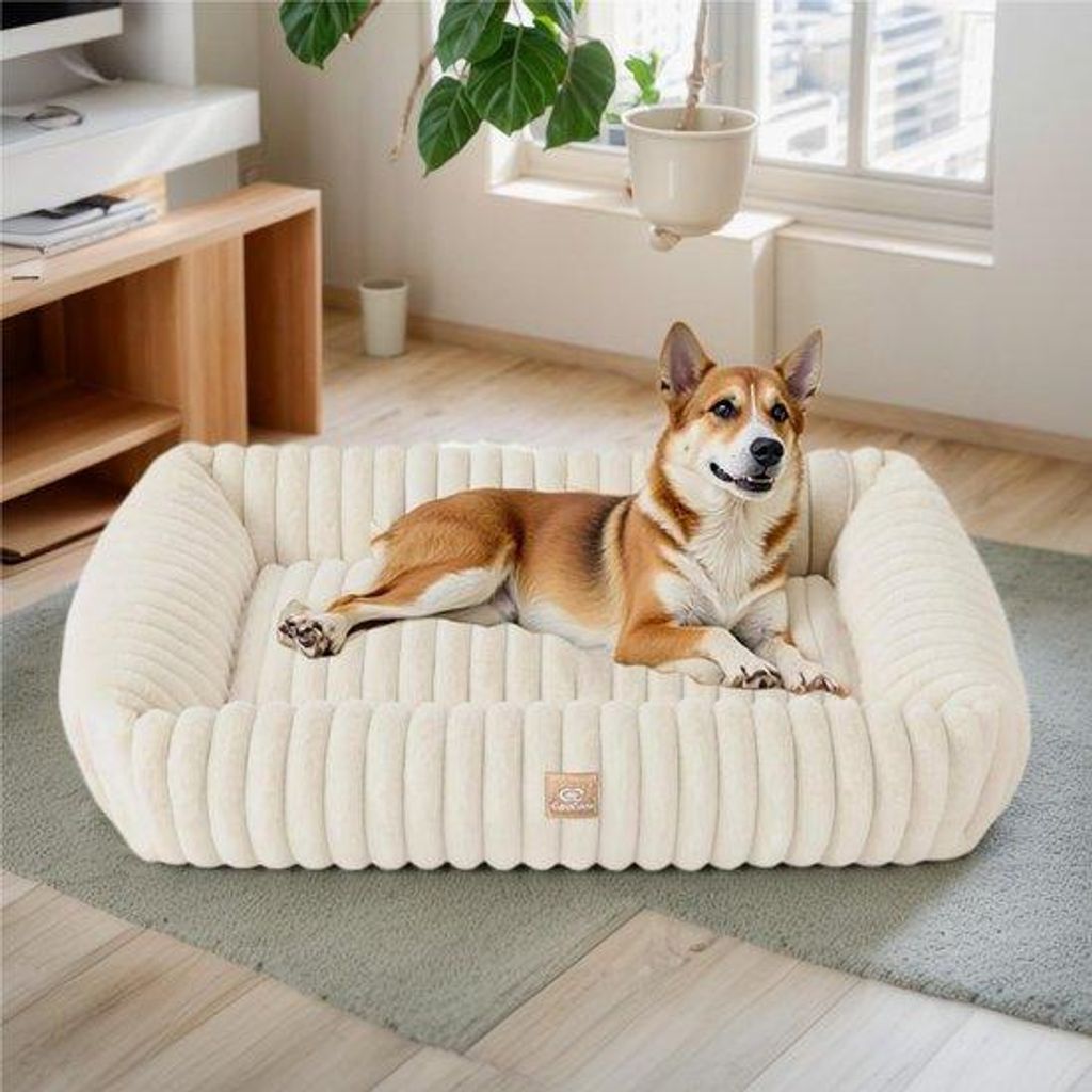 CareCooo Fluffy Hundebett XXL für große Hunde, waschbar und abnehmbar, rechteckig, rutschfest und bequem, Hundekorb, Hundekissen, Hundesofa für ...