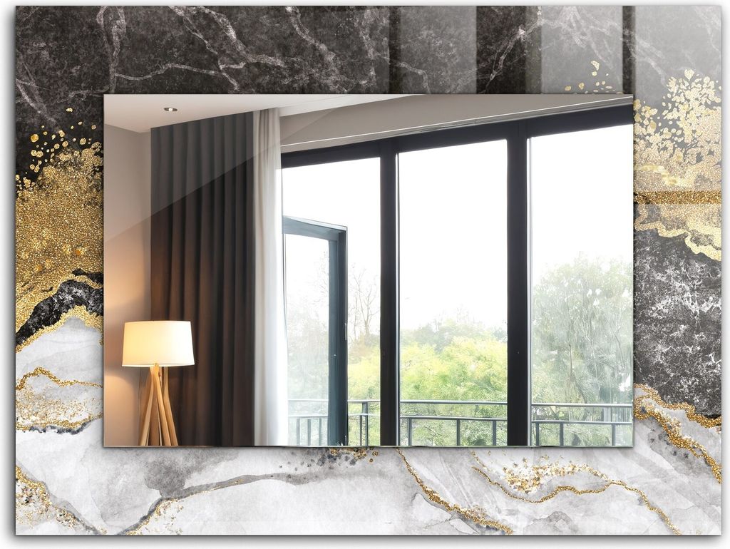 Bedruckter Spiegel - Wandspiegel - Dekorativer - Modern - 80x60 cm - Abstraktion Von Marmoradern