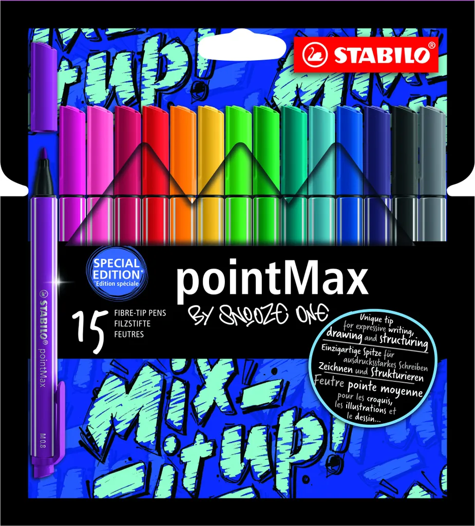 STABILO 488/15-06 pointMax pennarello - 0,8 mm, 15 colori assortiti, astuccio Snooze One
