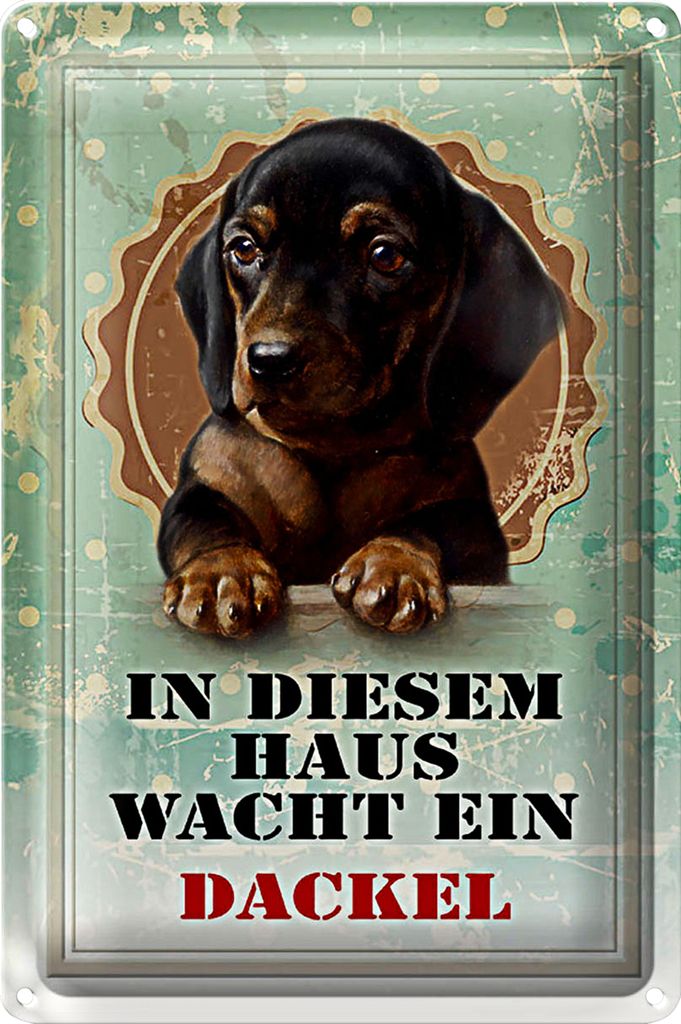 Blechschild Hund 18x12cm in diesem Haus wacht ein Dackel