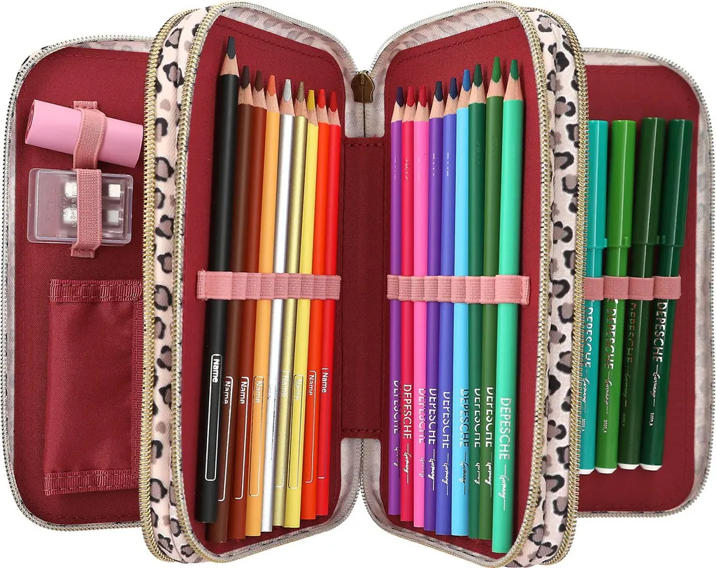Trousse à crayons TOPModel 3 compartiments grande capacité pour fille - 6