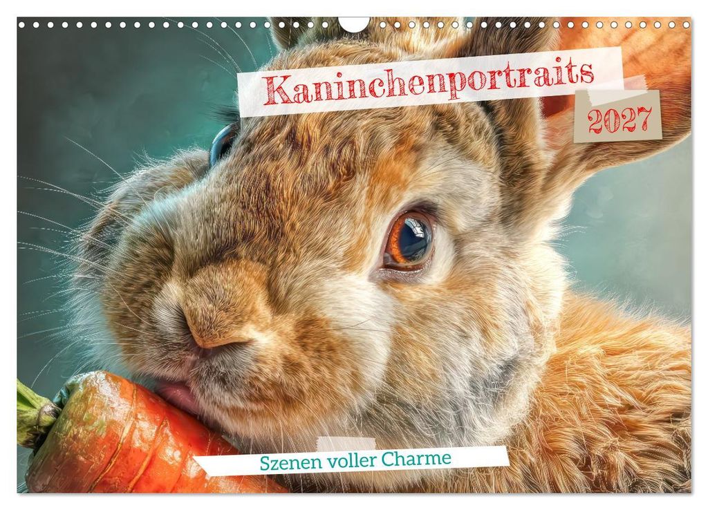 Kaninchenportraits – Szenen voller Charme (Wandkalender 2027 DIN A3 quer), CALVENDO Monatskalender