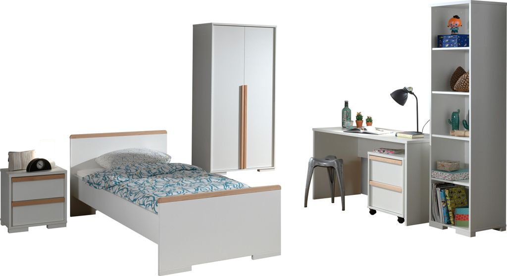 Jugendzimmer-Set >LONDON< in Weiß/Buche