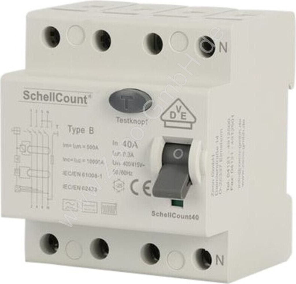 VDE FI-Schutzschalter Typ B 40A 300mA 4-polig VDE Allstromsensitiv Fehlerstromschutzschalter Wallbox RCD