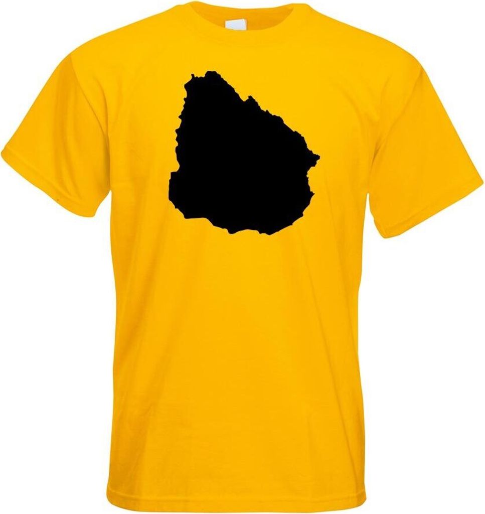 Kiwistar - T-Shirt - gelb - Uruguay Umriss Kontur Herren Funshirt Bedruckt Design Sprüche Spruch Motive - mit Motiv Bedruckt - Funshirt Design - S...