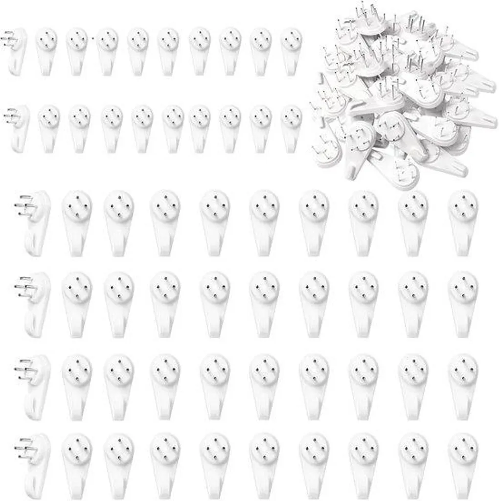 Fixation Murale sans Trou ni Clou - 60 Crochets Tableaux pour Mur Dur