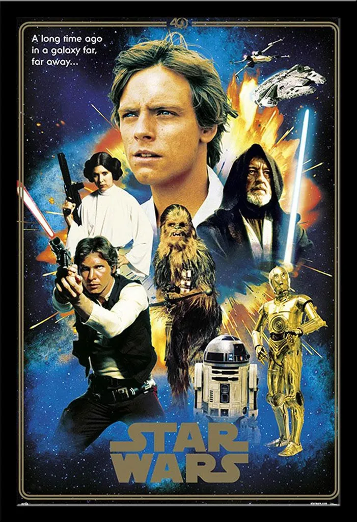 Cadre Star Wars Heroes 40 ans pour décoration bureau ou salon cinéma