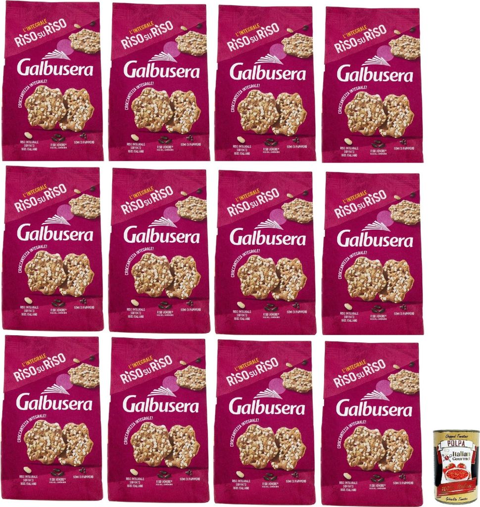 Galbusera RisosuRiso panetti con riso Venere, riso integrale soffiato e semi di papavero, crackers mit Venus -Reis, Puffs Full Rice und Mohnsamen, ...