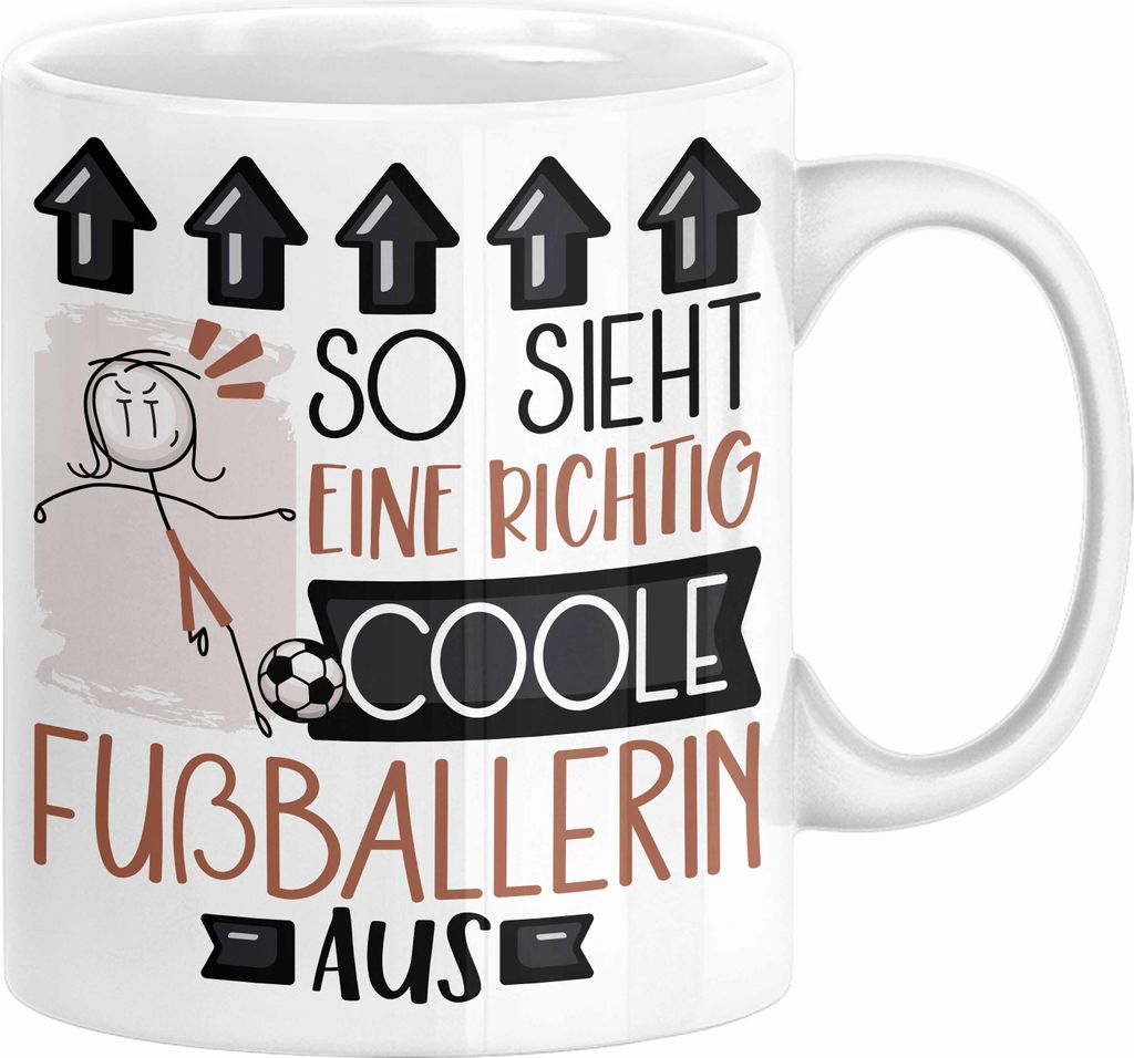 Fußballerin Geschenk Tasse Lustig Geschenkidee für Fußballerin Geburtstag So Sieht Eine Richtig Coole Fußballerin Aus Frauen Spruch (Weiß)
