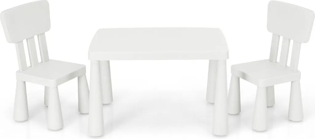 Mobilier enfant lavable facile à déplacer avec table et 2 chaises blanches - 2