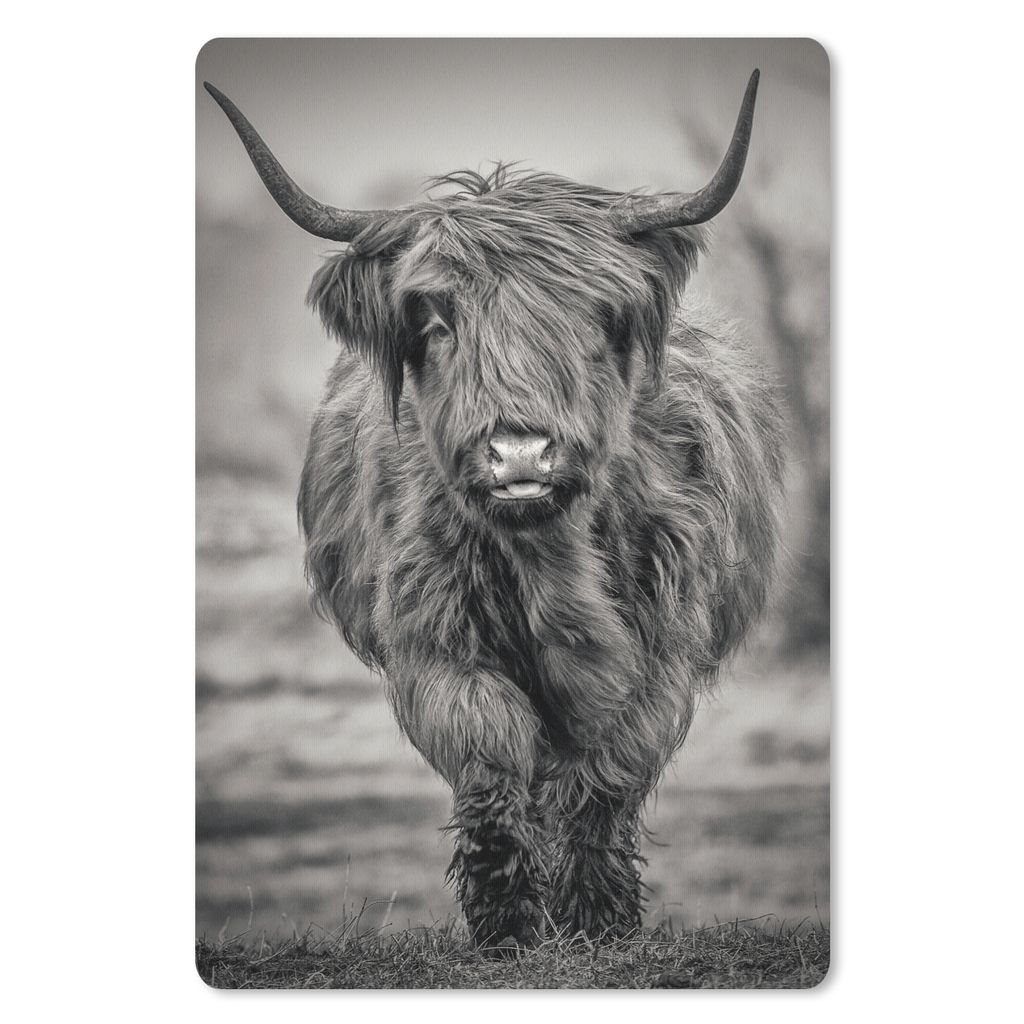 MuchoWow Mauspad Mousepad Schottischer Highlander - Schwarz und Weiß 18x27 cm - Mousepads - Maus Mat - Pad - Mausunterlage