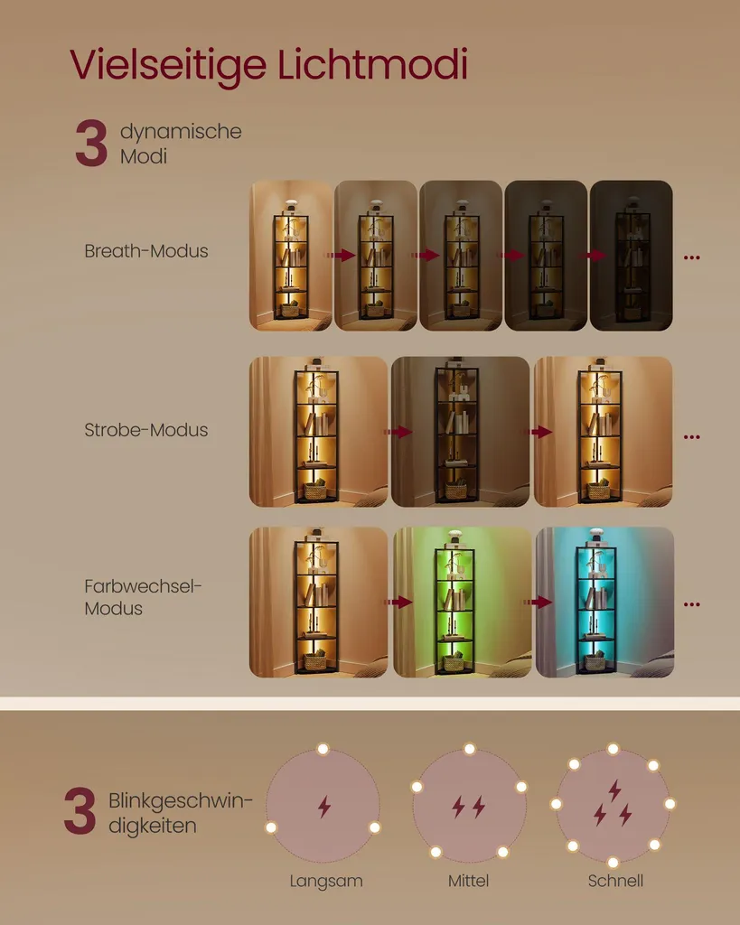 Bibliothèque d'angle 5 tablettes et LED intégrées - Rangement Noir Ébène