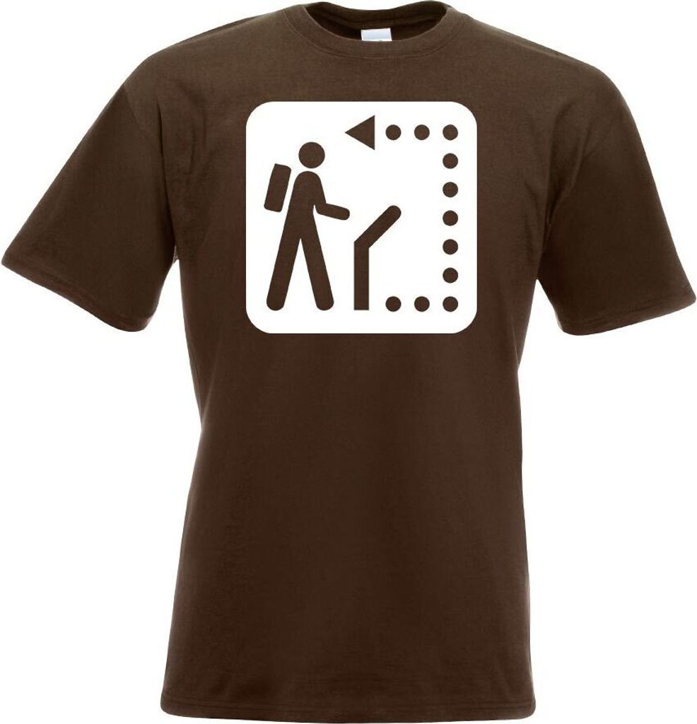 Kiwistar - T-Shirt - Chocolate - Wanderweg Wegweiser Piktogramme Herren Funshirt Bedruckt Design Sprüche Spruch Motive - mit Motiv Bedruckt - Funs...