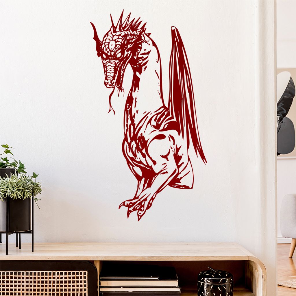 Drachen Wandtattoo in 6 Größen - Wandaufkleber Wall Sticker - Dekoration, Küche, Wohnzimmer, Schlafzimmer, Badezimmer