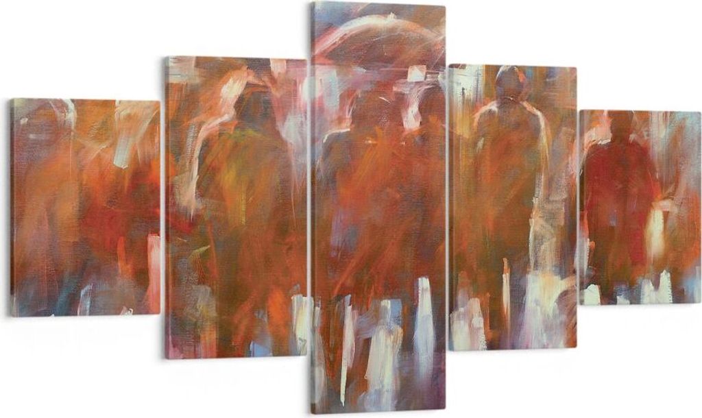 Bild auf Leinwand - Leinwandbild - 5 Teile - Regenschirme Menschen Handwerk - 125x70cm - Wand Bild - Wanddeko - Wandbilder - Leinwanddruck - Bilder...