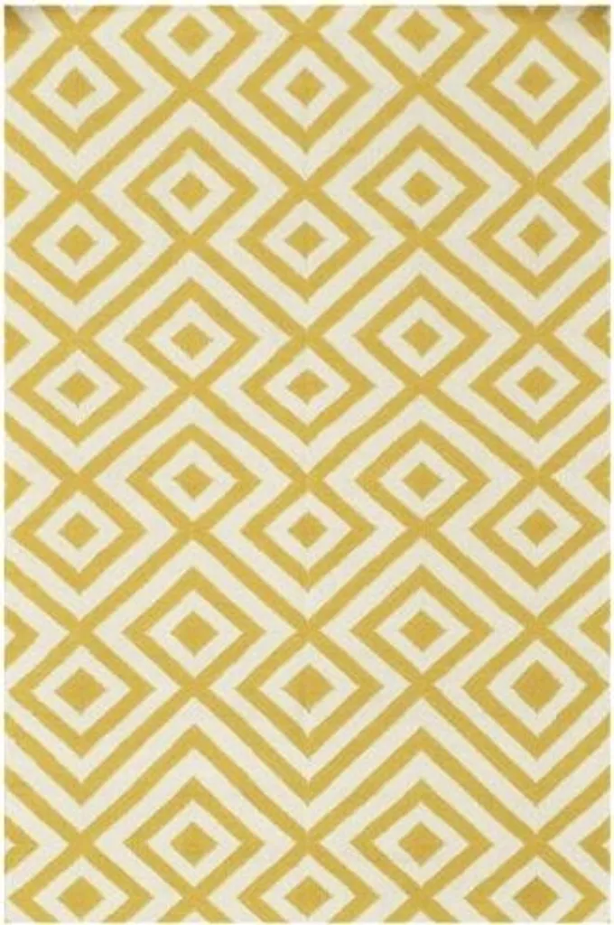 Tapis jaune Kelim Luisa 120x180 cm - Texture tissée à la main et durable