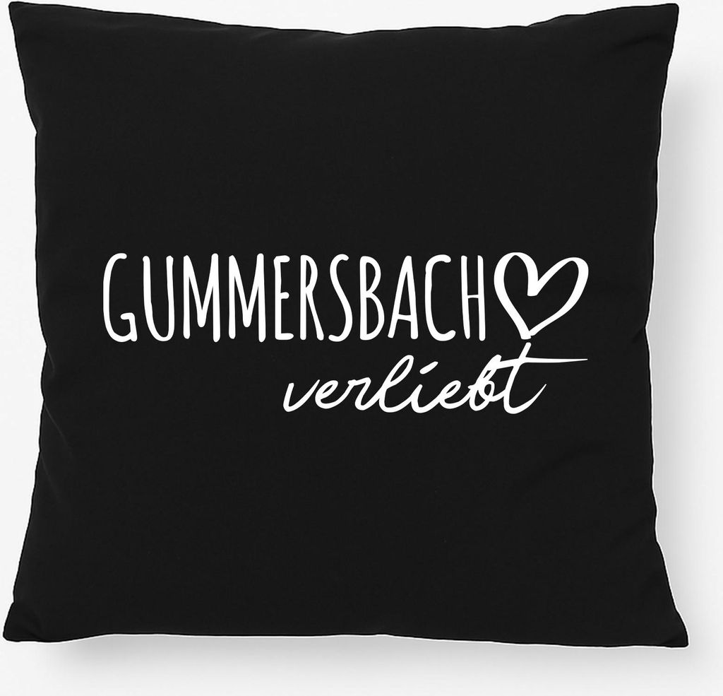 Huuraa Kissen Gummersbach verliebt 40x40cm mit Füllung Black Baumwolle Dekokissen Geschenkidee