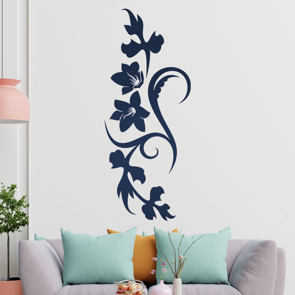 Blume - Linien Wandtattoo in 6 Größen - Wandaufkleber Wall Sticker - Dekoration, Küche, Wohnzimmer, Schlafzimmer, Badezimmer