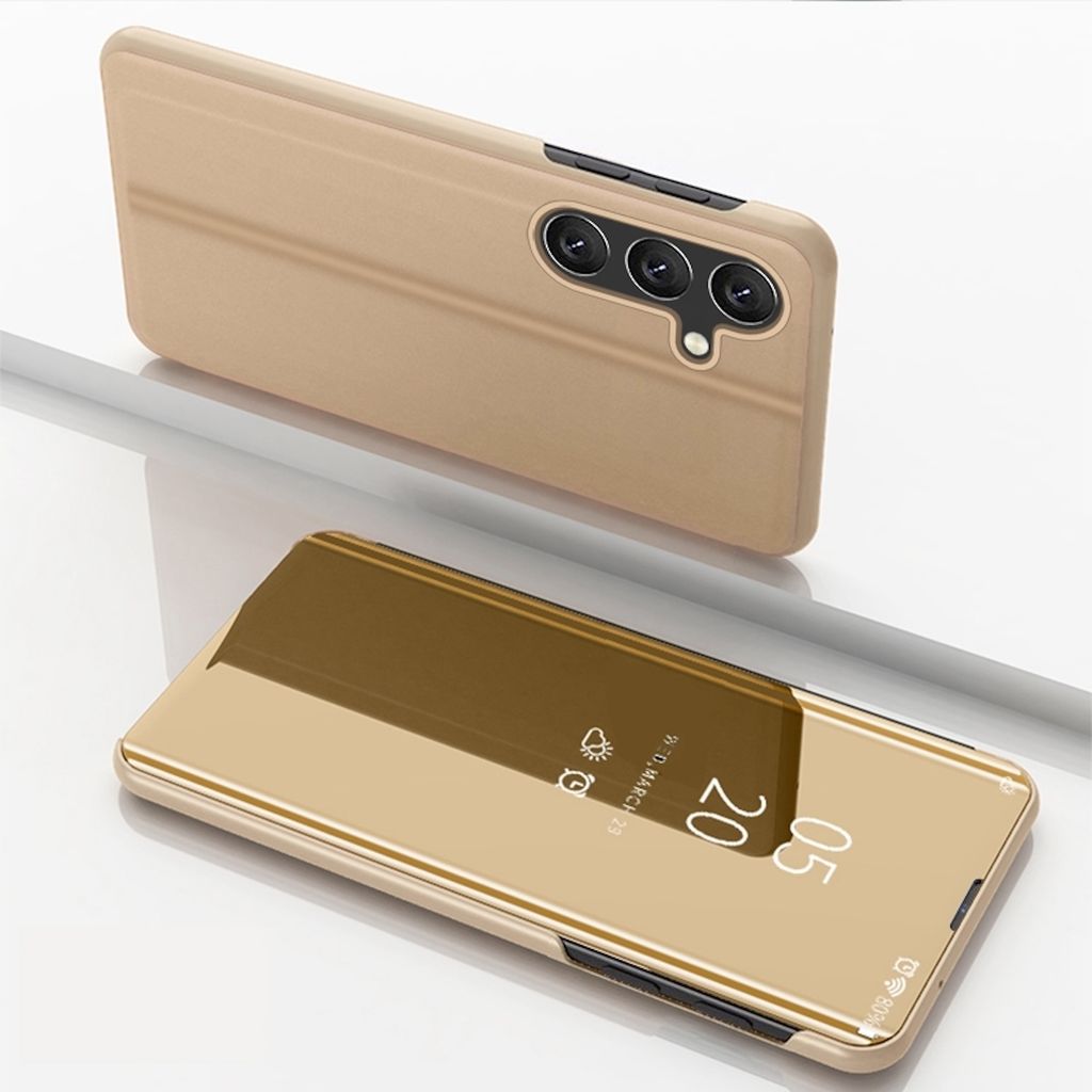 Für Samsung Galaxy A55 View Spiegel Handy Smart Cover Wake UP Funktion Case Gold