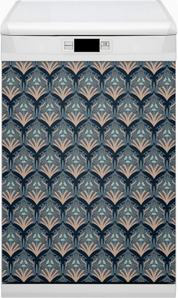 Küche Magnet für Spülmaschine Abwaschbar 45x80 cm Geschirrspüle - Vintage Blumen