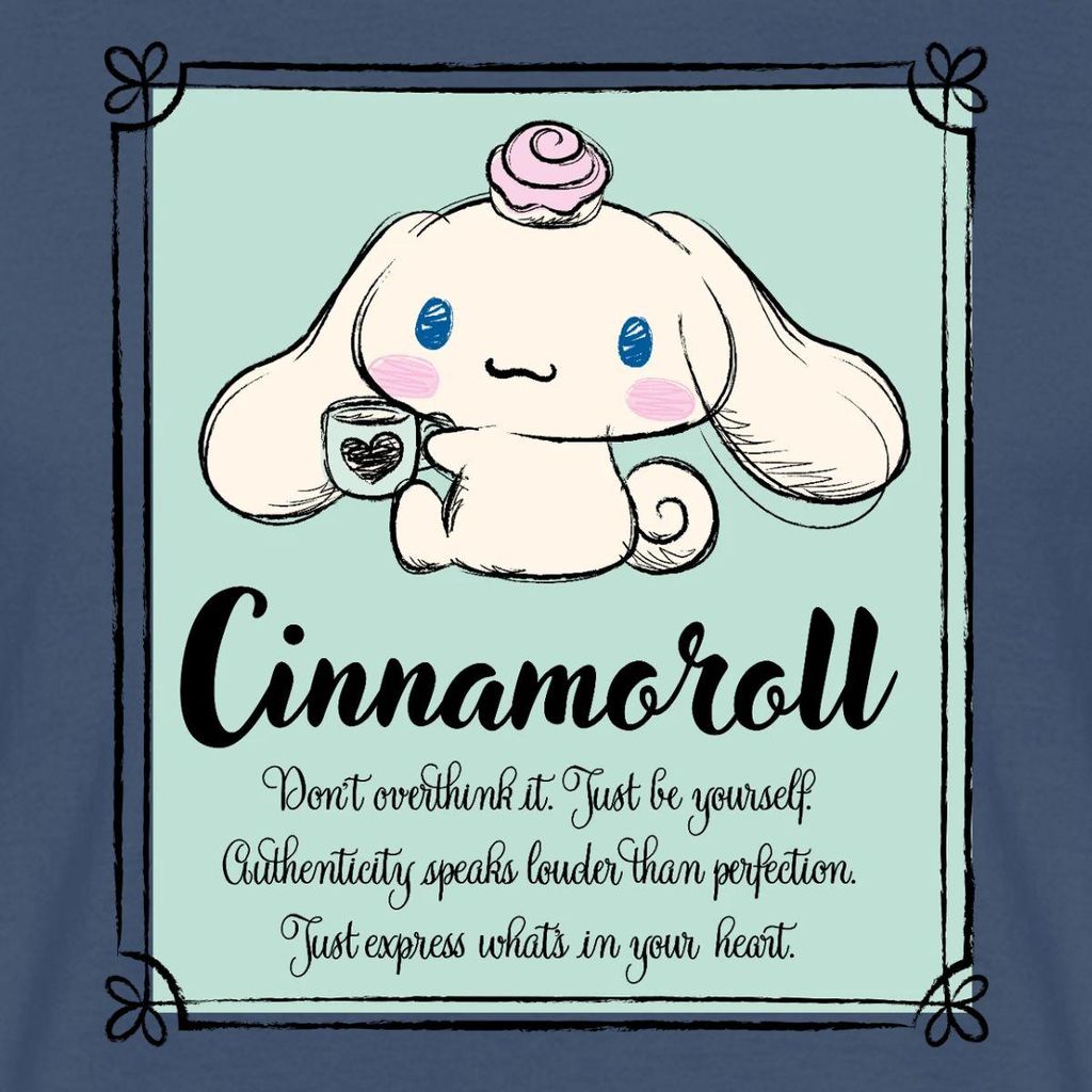 Spreadshirt Cinnamoroll Just Be Yourself Männer T-Shirt, XXL, Dunkles Denimblau