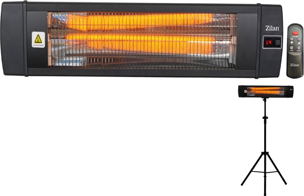 Zilan Karbon Heizstrahler | mit Fernbedienung | Timer | 4 Leistungsstufen| 2000 Watt