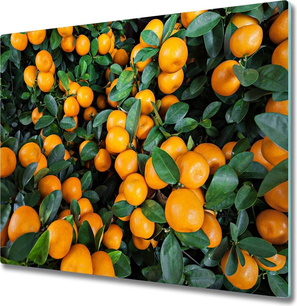 Glas Herdabdeckplatte 60x52 cm Spritzschutz Glasabdeckplatte Schneidebrett Mandarinen