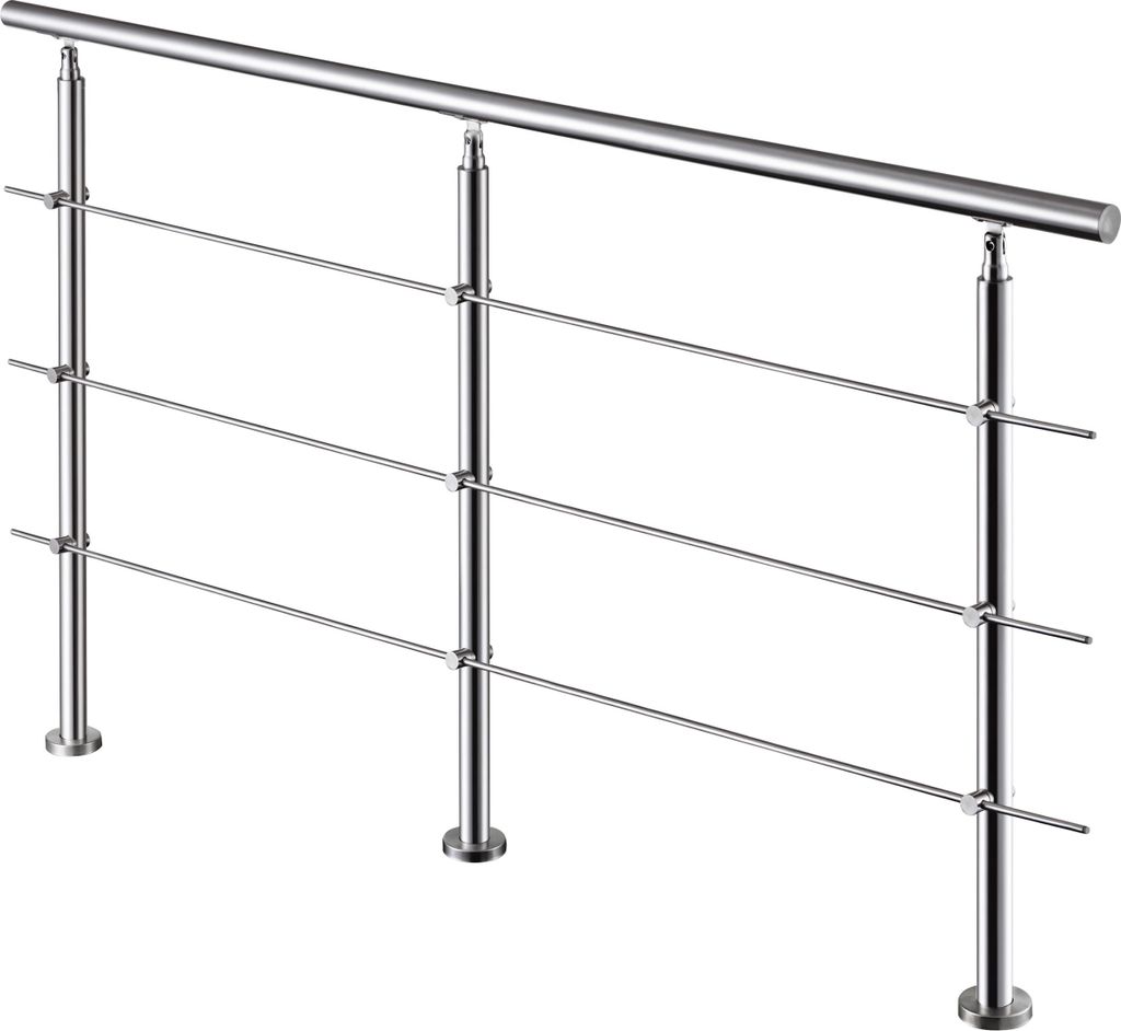 AICA Handlauf 200cm Geländer 3 Querstäbe Treppengeländer Produktbild 