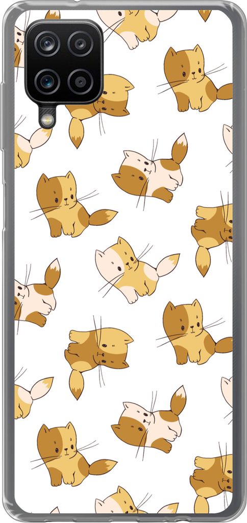 MuchoWow Handyhülle Schutzhülle Hülle für Telefoonhoesje Samsung Galaxy A12 Muster - Katze - Kätzchen - Jungen - Mädchen - Kinder - Kind Si...