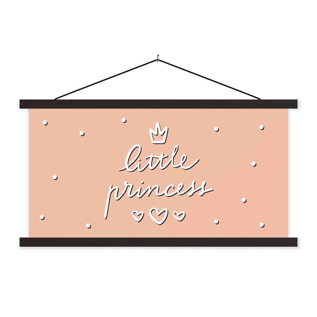 MuchoWow Textilposter Zitate - Sprichwörter - Kleine Prinzessin - Kinder - Baby - Mädchen 60x30 cm mit schwarzem Rahmen - Textilien