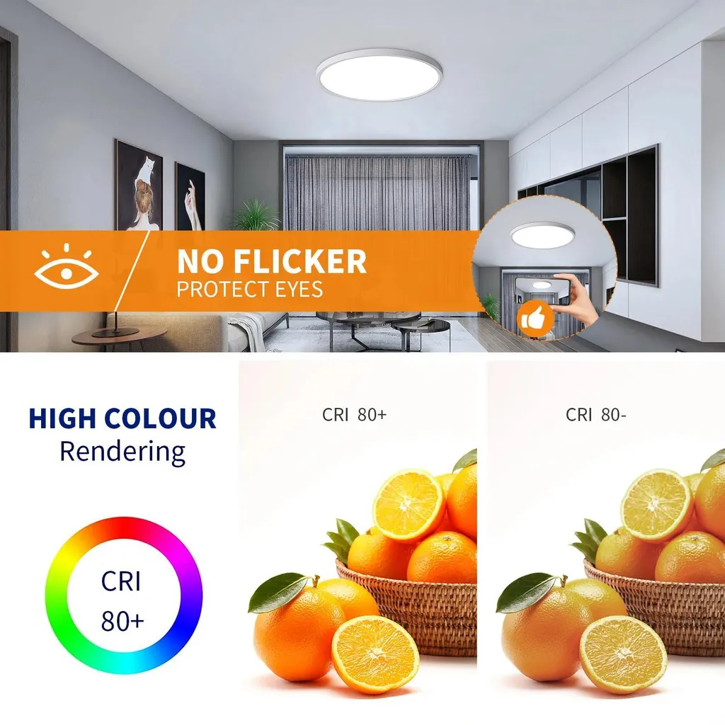 Luminaire Plafonnier LED 36W Non Gradable - Lot de 2 Lampes Blanches - 7