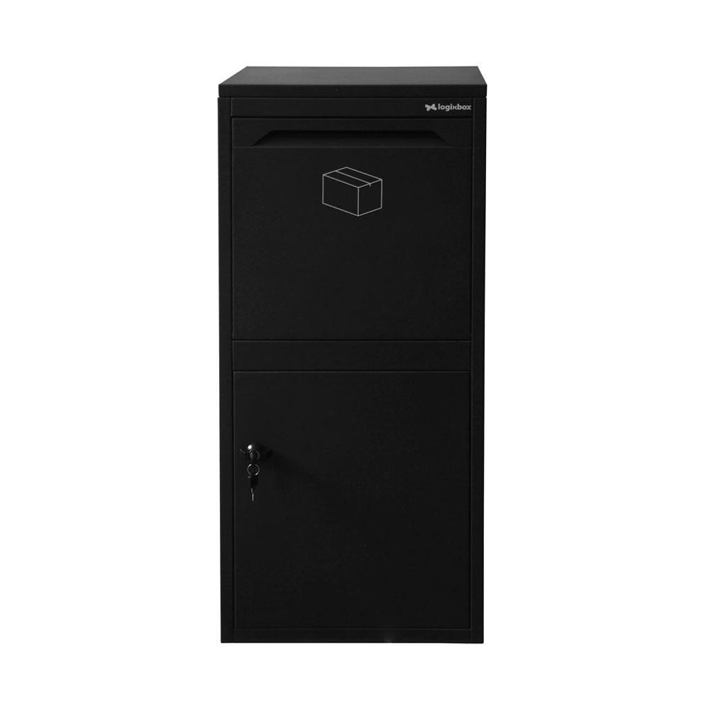 LOGIXBOX Paketbox XXL - Paketbriefkasten für große Pakete - Paketkasten Frontbox DeLuxe Schwarz