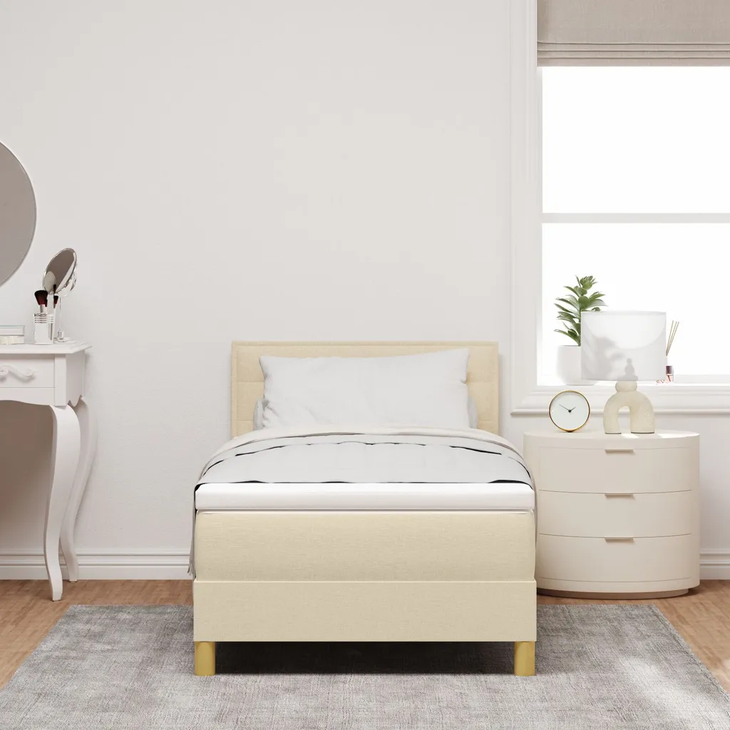 Lit Boxspring 90x190 cm avec matelas Crème : finis les maux de dos