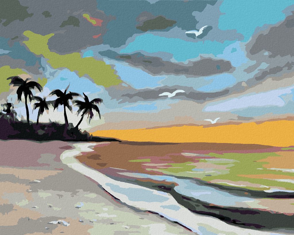 Zuty - Malen nach Zahlen - KÜSTE UND SONNENUNTERGANG (D. RUSTY RUST), 40x50 cm, ohne Keilrahmen