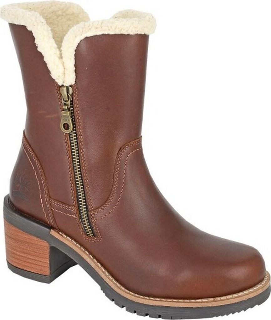 Woodland - Damen Stiefeletten, Doppel-Reißverschluss, Leder DF2464 (37 EU) (Braun)