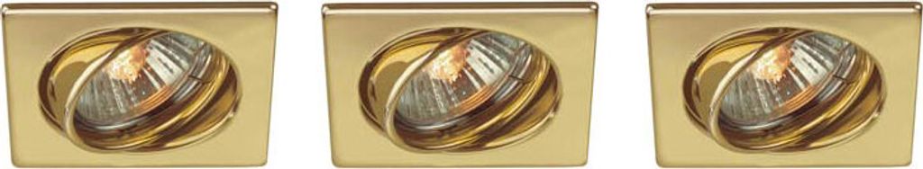 Halogen Einbaustrahler 3er Set GU10 je 50W Deckenleuchte Messing Eckig 84mm