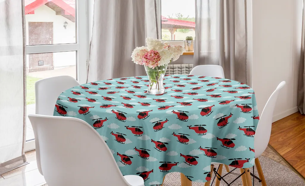 Tovaglia Design Nuvole ed Elicotteri ABAKUHAUS 150 cm Circolare