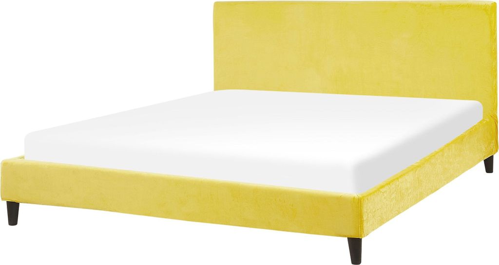 BELIANI Polsterbett Gelb Samtstoff 160 x 200 cm mit Produktbild 