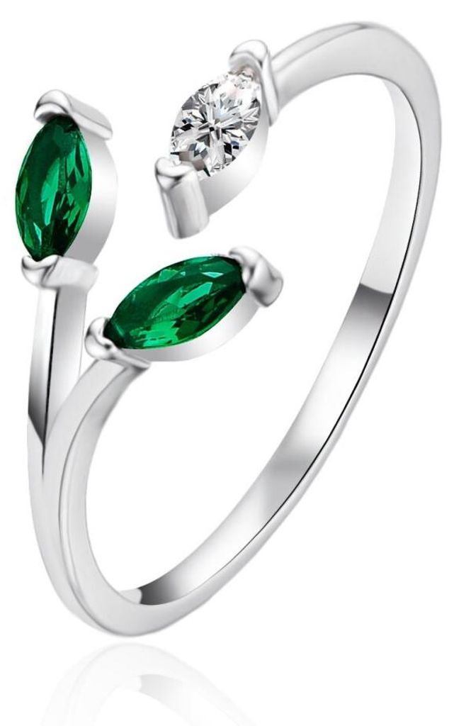 Offener Silberring mit Zirkonen AGT-R40WGR - Kreislauf: 62 mm