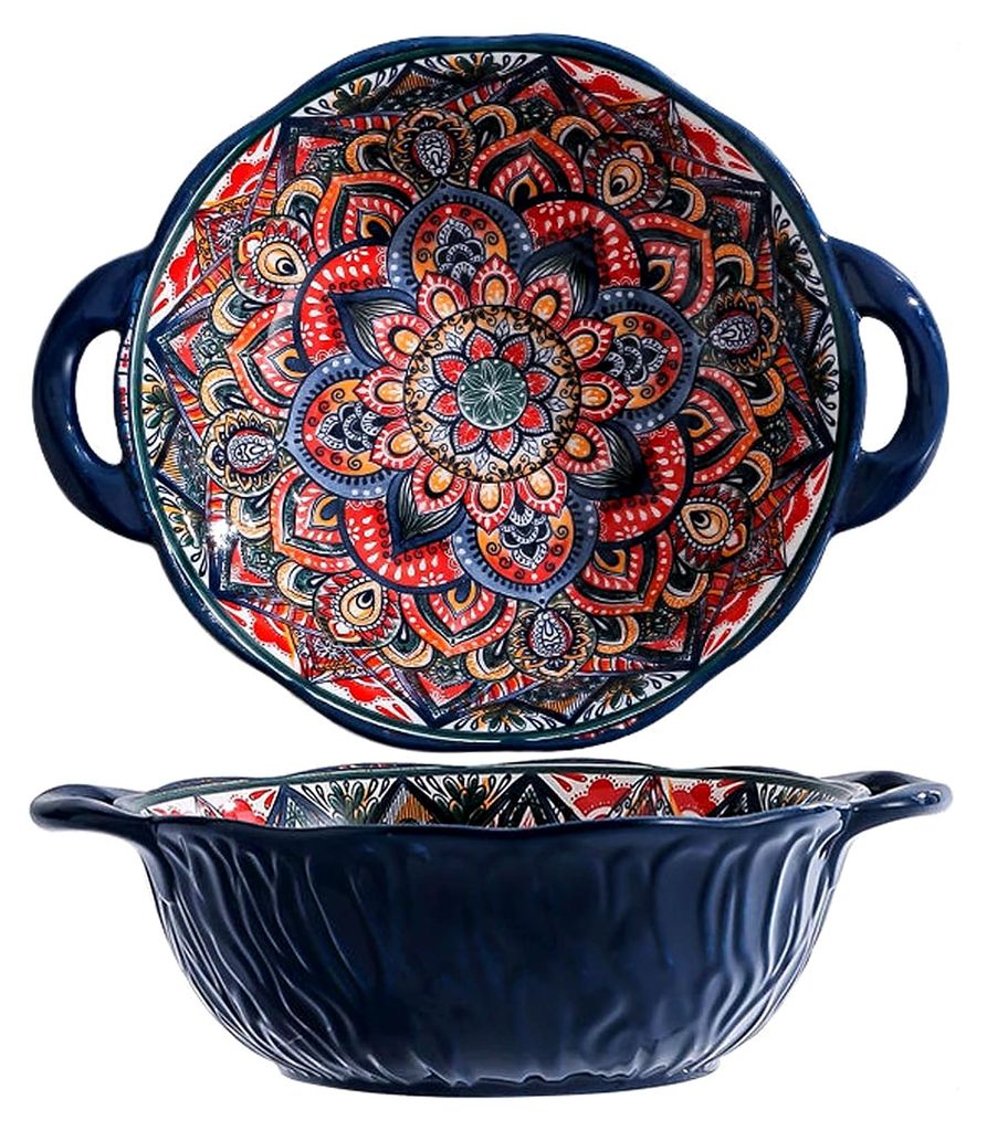 Keramische Salatschüssel, große Suppenschale, bunte Müslischalen mit Griffen, Ø 20 cm Suppenschüsseln mit Henkel, Dessertschalen, Obstschale