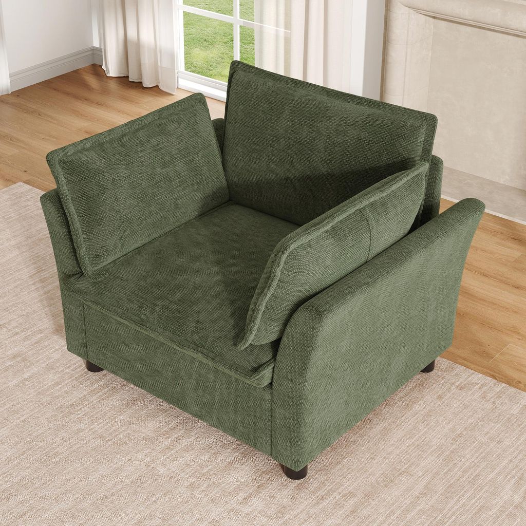 STILVORA Relaxsessel mit Armlehnen und weicher Polsterung, Lesesessel aus Chenille-Stoff, Loungesessel für Wohnzimmer, Apartment und Büro