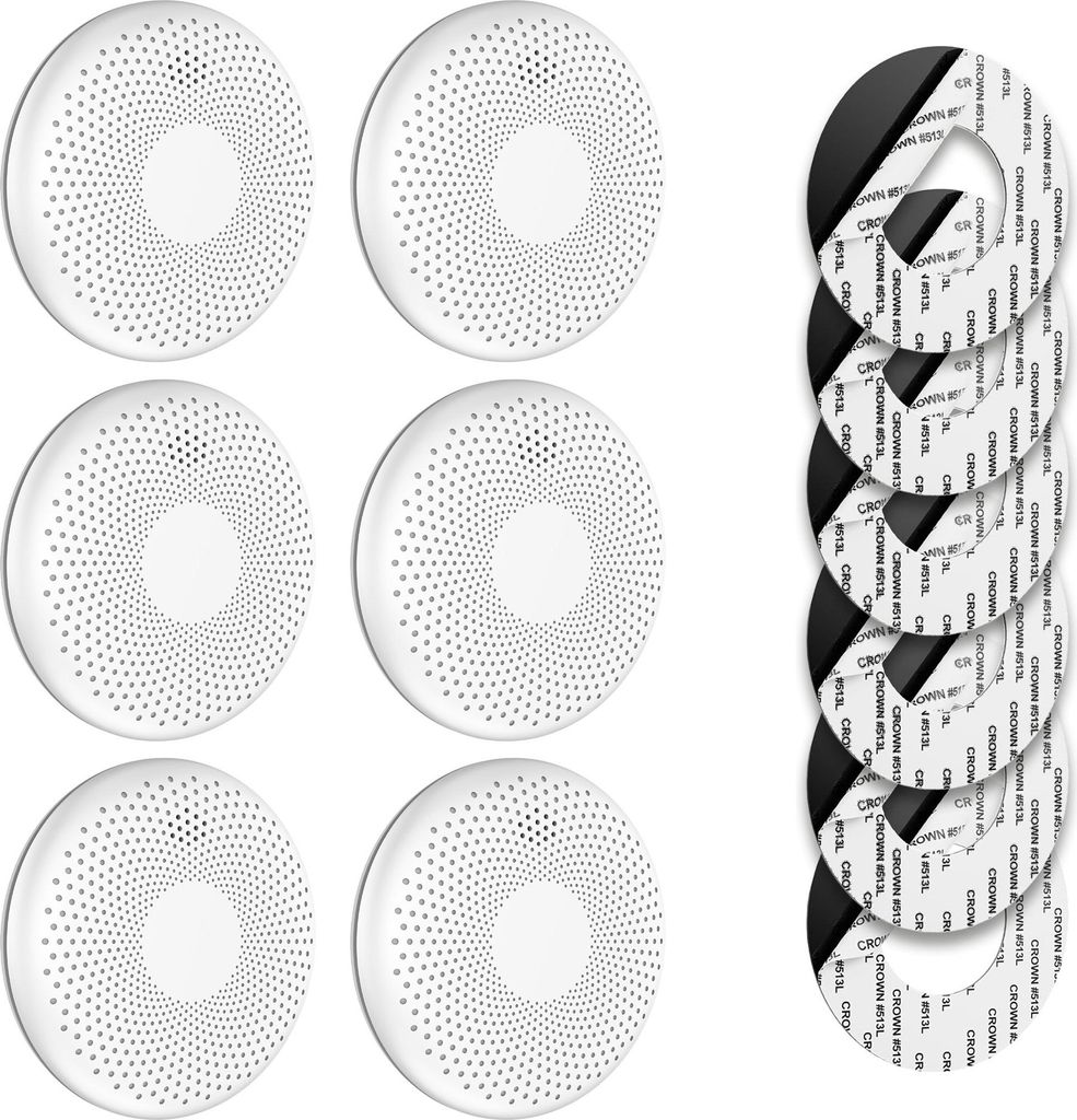 SAVS CS11 Kombinierter Rauch und CO Melder 6er-Pack – 10 Jahre Batterie – Extra dünnes Design – Kein LED-Licht – Montage ohne Bohren