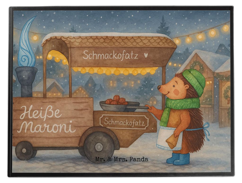 Mr. & Mrs. Panda schreibauflage Igel Maronen Design - Weiß - Geschenk, Schreibunterlage, Duft, Weihnachtsmarkt, Tischunterlage, schreibtischmatte,...