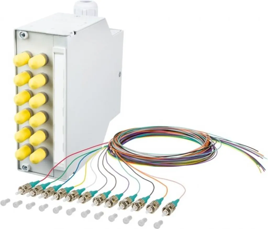 Distribution fibre rail DIN 12 ports ST-S OM3 pour armoire réseau METZ