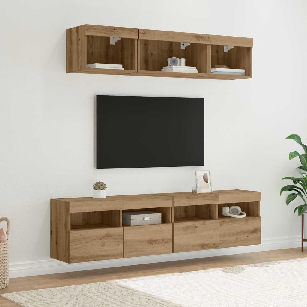 Maison Exclusive - TV Wand Einheiten mit LED 5 pcs Artisan-Eiche 80 x 30 x 40 cm