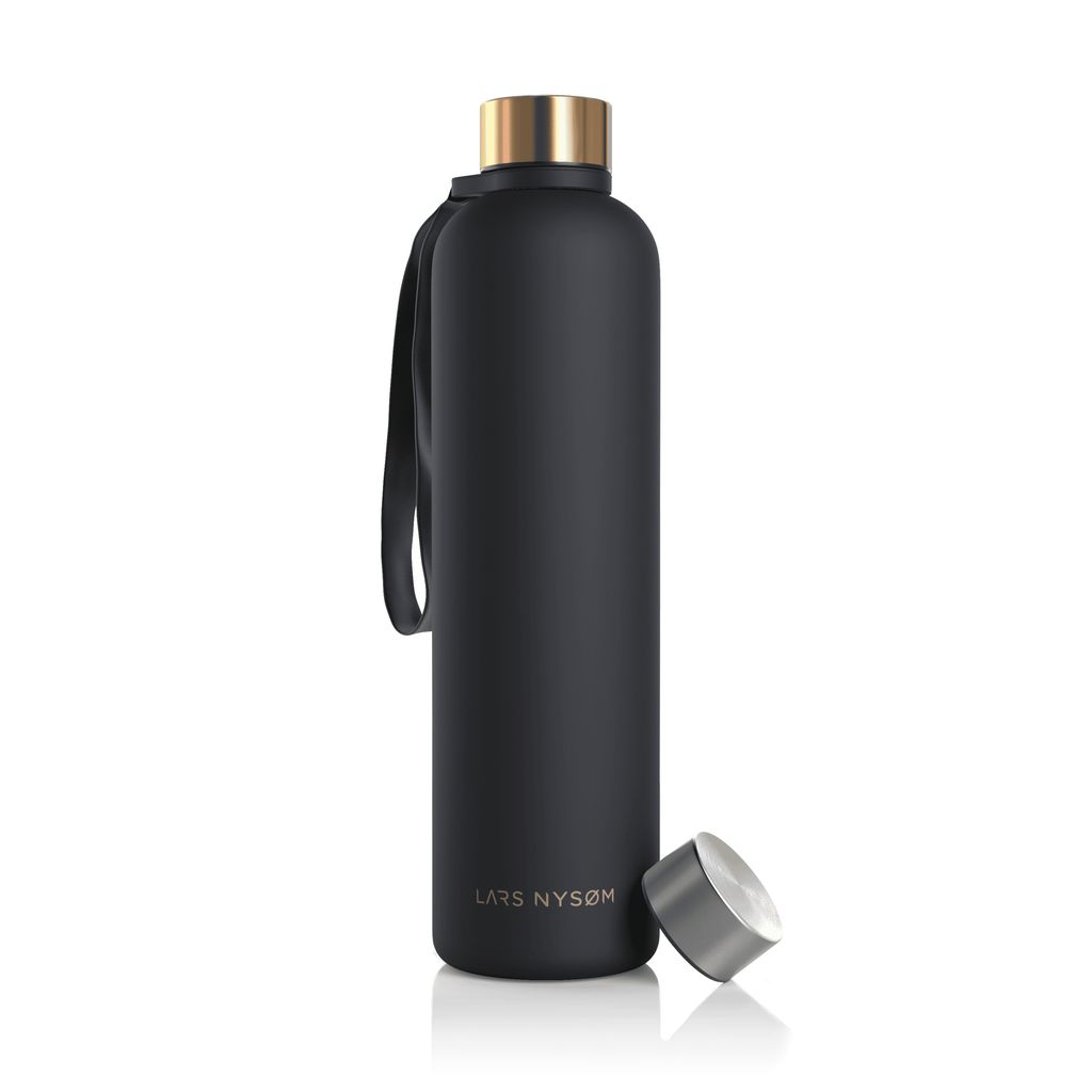 LARS NYSØM Trinkflasche 1l | Ultraleichte Tritan Sport Flasche, Kohlensäure geeignet | Ideal für Sport, Büro, Yoga | 2 Deckel inkludiert 1000ml...