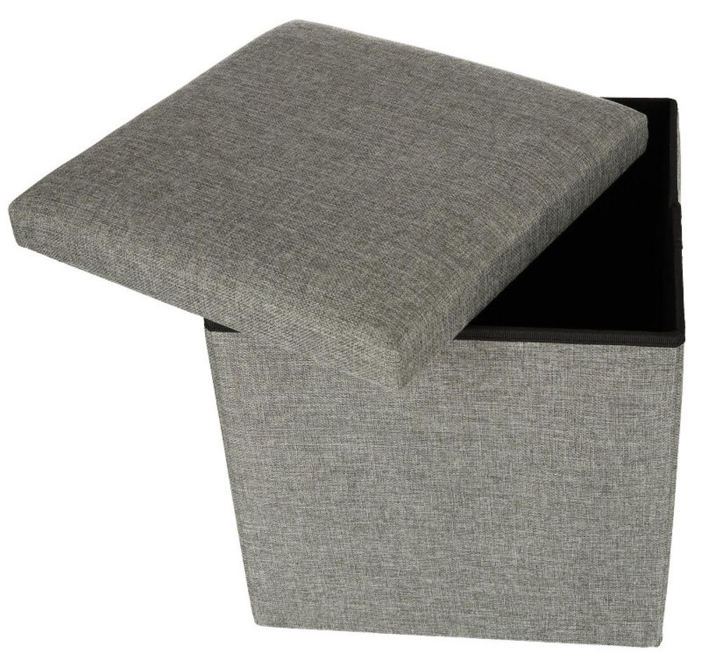 Opvouwbare Poef Met Opbergdoos Grijs 38x38x38cm Productafbeelding 